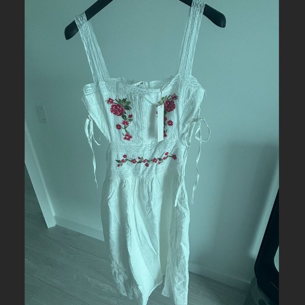 For Love And Lemons White and Pink Floral Midi Dress - Picture 3 of 5